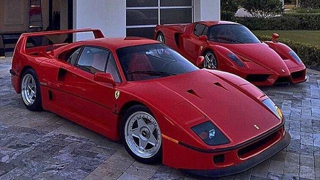 Ian Poulter's Ferrari F40 (front) outside his garage (Instagram)