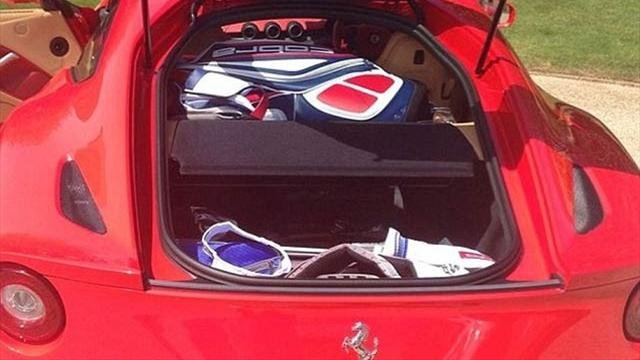 Ian Poulter's golf bags in the back of his Ferrari F12 (Instagram)