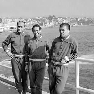 Alfredo di Stefano, Gento and Ferenc Puskas of Real Madrid.